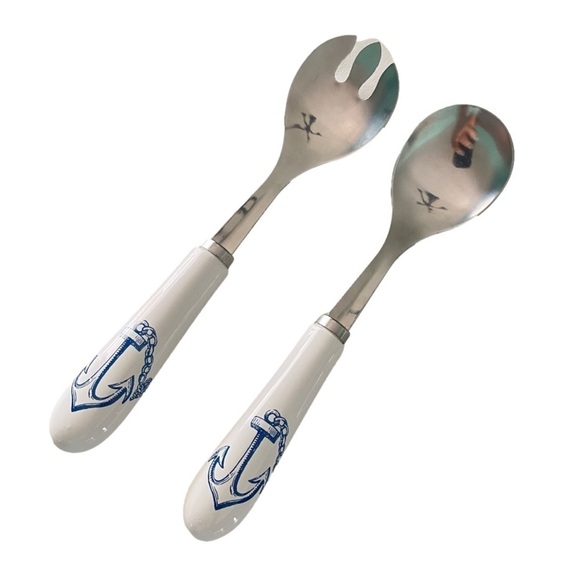 Nautical Anchor Utensil’s Large Fork & Salad Avon - Picture 1 of 12